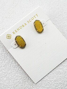 Kendra Scott Yellow Quartz Point Stud Earrings
